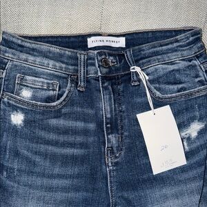 Flying Monkey Mid Rise Blue Distressed Women's Jeans